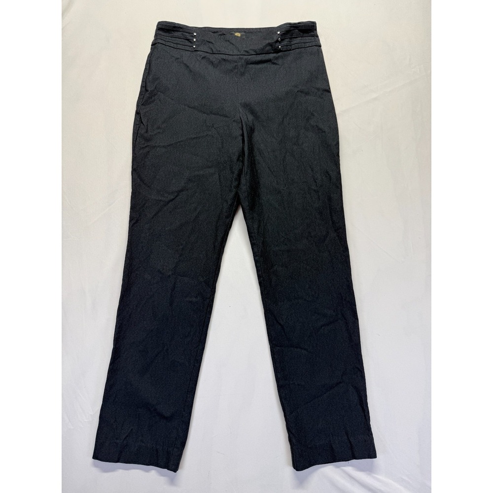 JM Collection Rivet Pants Womens M Gray Stretch Mid Rise Studded Straight‎ Leg